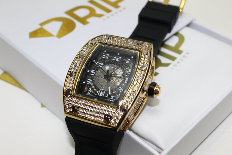 Premium Encrusted Sports Watch - Rubber Strap - Rose or Gold - Unisex - One Size