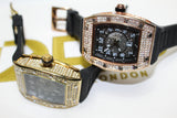 Premium Encrusted Sports Watch - Rubber Strap - Rose or Gold - Unisex - One Size