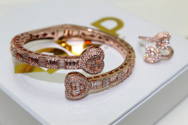 The Heart Rose Gold Bracelet & Ring - Bundle - Plated