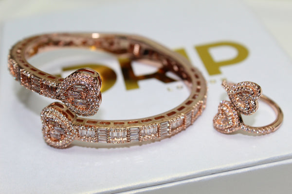 The Heart Rose Gold Bracelet & Ring - Bundle - Plated