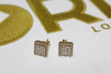 Large Stud Baguette Encrusted Earrings - Silver & Gold