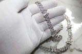 Butterfly Encrusted Cuban Chain - 9mm Cubic Zirconia - Silver - Various Lengths