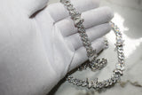 Butterfly Encrusted Cuban Chain - 9mm Cubic Zirconia - Silver - Various Lengths