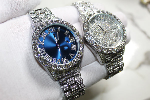 Big Bezel Watch - Silver or Blue Face - Unisex - One Size