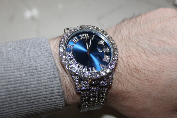 Big Bezel Watch - Silver or Blue Face - Unisex - One Size