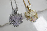 Albania Necklace - Cubic Zirconia - Pendant - Silver & Gold - Rope Chain