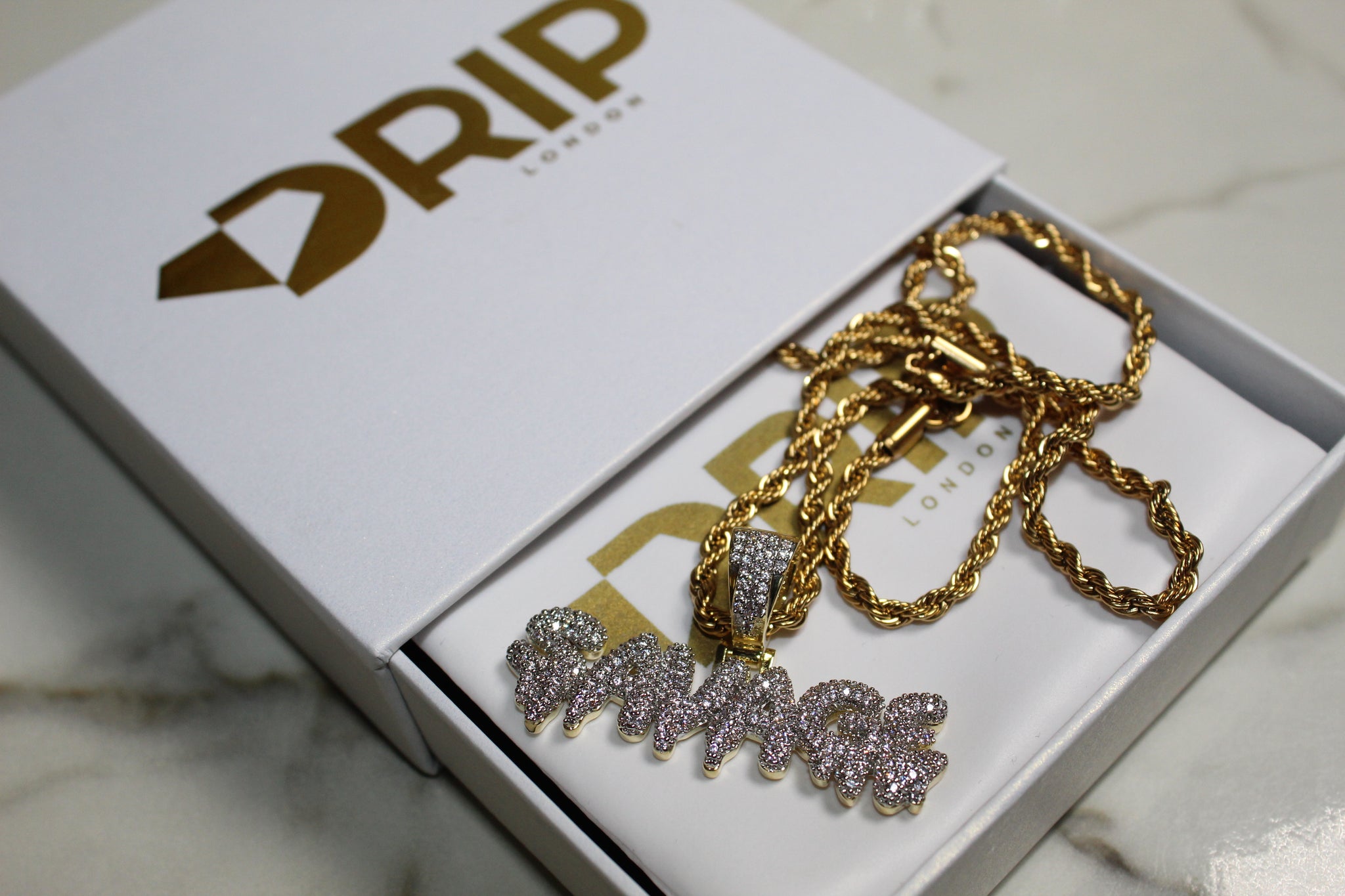 Iced Savage Bling Dripping Letters Pendant Men's Fashion Necklace
