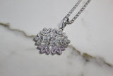 Snowflake - Cubic Zirconia - Pendant - Silver - Rope Chain