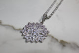 Snowflake - Cubic Zirconia - Pendant - Silver - Rope Chain