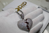 Broken Heart Necklace - Cubic Zircona - Pendant - Silver - Rope Chain