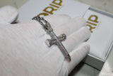 Bolt Cross Necklace - Cubic Zirconia - Pendant - Rope Chain