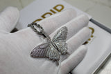 Butterfly Encrusted Necklace - Cubic Zirconia - Pendant - Silver - Rope Chain