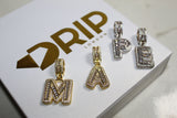 Custom Baguette Micro Letter Pendants - (1-8 Letter) - CZ Set - Silver or Gold - Matching Rope Chain