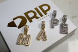 Custom Baguette Micro Letter Pendants - (1-8 Letter) - CZ Set - Silver or Gold - Matching Rope Chain