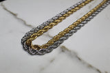 Silver or Gold - 7mm Rope Chain - 20 Inch