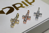 Micro 925 Cross - Cubic Zirconia - Pendant - Silver, Gold & Rose Gold - Rope Chain