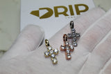 Micro 925 Cross - Cubic Zirconia - Pendant - Silver, Gold & Rose Gold - Rope Chain