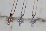 Micro 925 Cross - Cubic Zirconia - Pendant - Silver, Gold & Rose Gold - Rope Chain