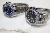 Quartz 41mm Watch - Silver or Blue - Diamond Bezel - Unisex - One Size