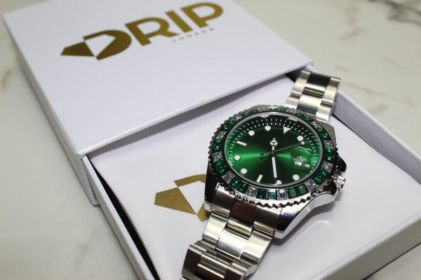 Quartz 41mm Watch - Green - Diamond Bezel - Unisex - One Size