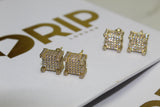 Large Stud Encrusted Earrings - Gold