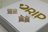 Large Stud Encrusted Earrings - Gold