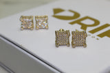 Large Stud Encrusted Earrings - Gold