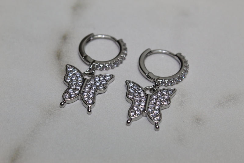 Butterfly 925 Earrings - Sterling Silver - 9mm