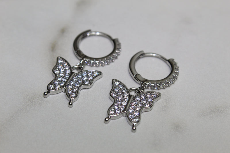 Butterfly 925 Earrings - Sterling Silver - 9mm