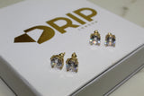 Micro Paved Studded Diamond Earrings 4mm - Gold