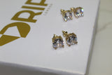 Micro Paved Studded Diamond Earrings 4mm - Gold