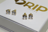 Micro Paved Studded Diamond Earrings 4mm - Gold