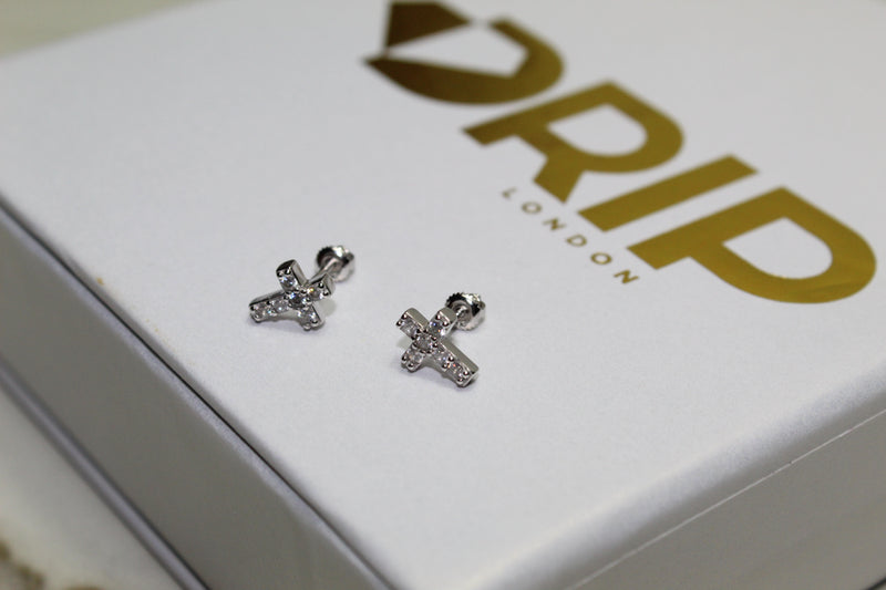 Mini Cross 925 Earrings - Sterling Silver