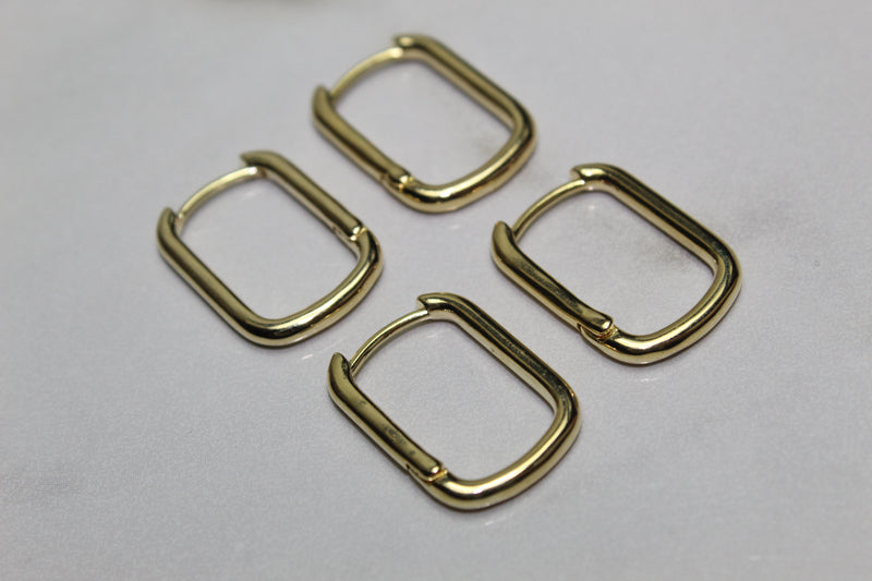 Rectangular Hoop Earrings - Gold