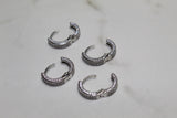 Mini Hoop Encrusted Earrings - Silver