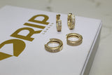 Mini Hoop Encrusted Earrings - Gold