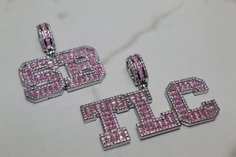 Custom Layered Letter Pendants - Silver, Gold or Pink - Matching Rope Chain