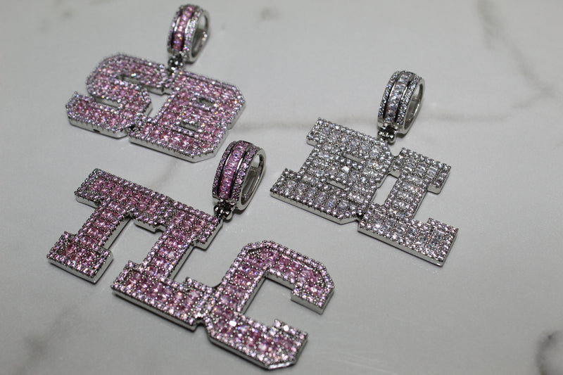 Custom Layered Letter Pendants - Silver, Gold or Pink - Matching Rope Chain