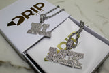 Custom Layered Letter Pendants - Silver, Gold or Pink - Matching Rope Chain