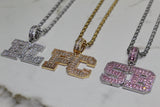 Custom Layered Letter Pendants - Silver, Gold or Pink - Matching Rope Chain