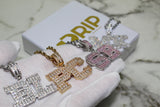 Custom Layered Letter Pendants - Silver, Gold or Pink - Matching Rope Chain