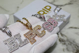 Custom Layered Letter Pendants - Silver, Gold or Pink - Matching Rope Chain