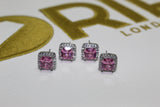 Pink Diamond 10mm Earrings - Silver