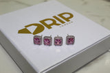 Pink Diamond 10mm Earrings - Silver