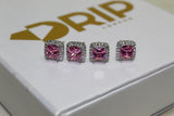 Pink Diamond 10mm Earrings - Silver