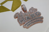 Hustle Hard Pendant - Cubic Zirconia - Rose Gold - Rope Chain