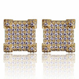 Large Stud Encrusted Earrings - Gold