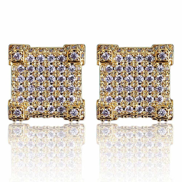 Large Stud Encrusted Earrings - Gold