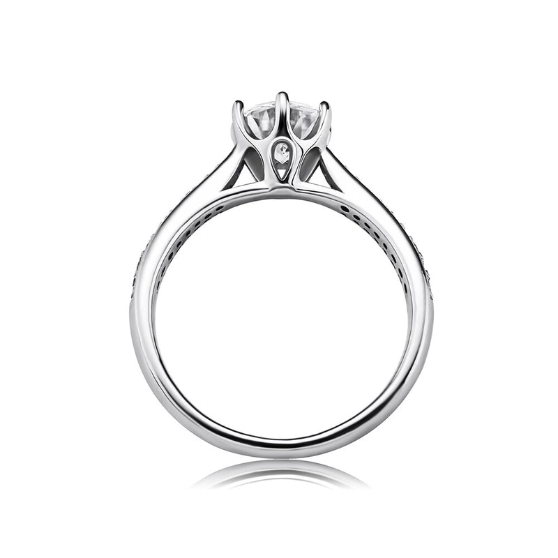 Moissanite Classic Ring - 925 Silver - D Colour - VVS1 - 6.5MM - 1 Carat