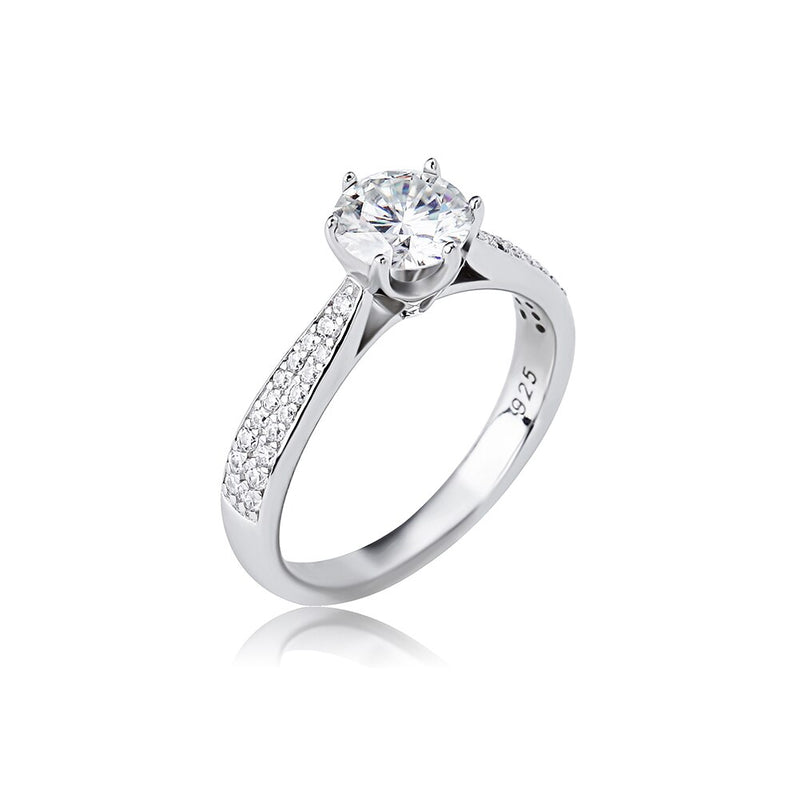 Moissanite Classic Ring - 925 Silver - D Colour - VVS1 - 6.5MM - 1 Carat